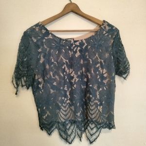 Blue lace top